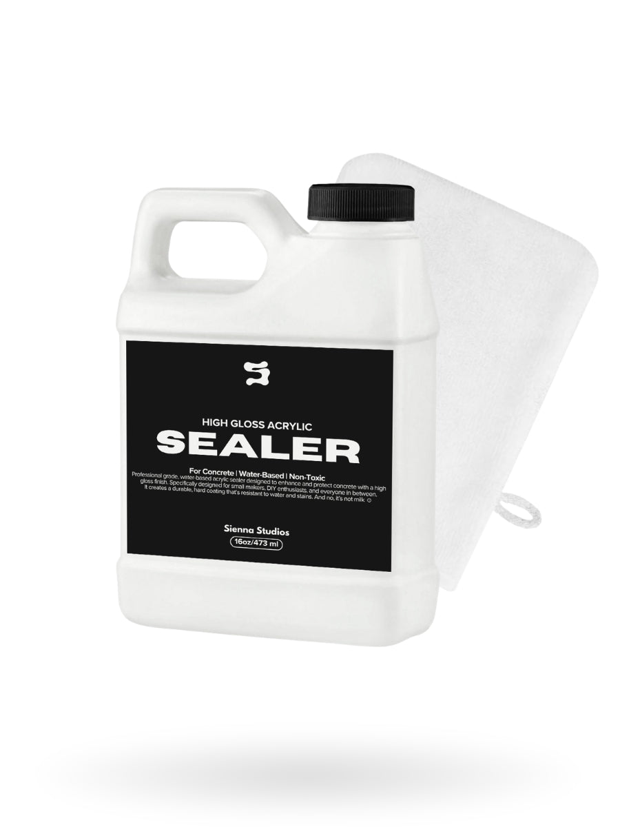 Acrylic Sealer Starter Kit – 16oz High Gloss, Food Safe, Non-Toxic + Microfiber Glove for Concrete & Crafts