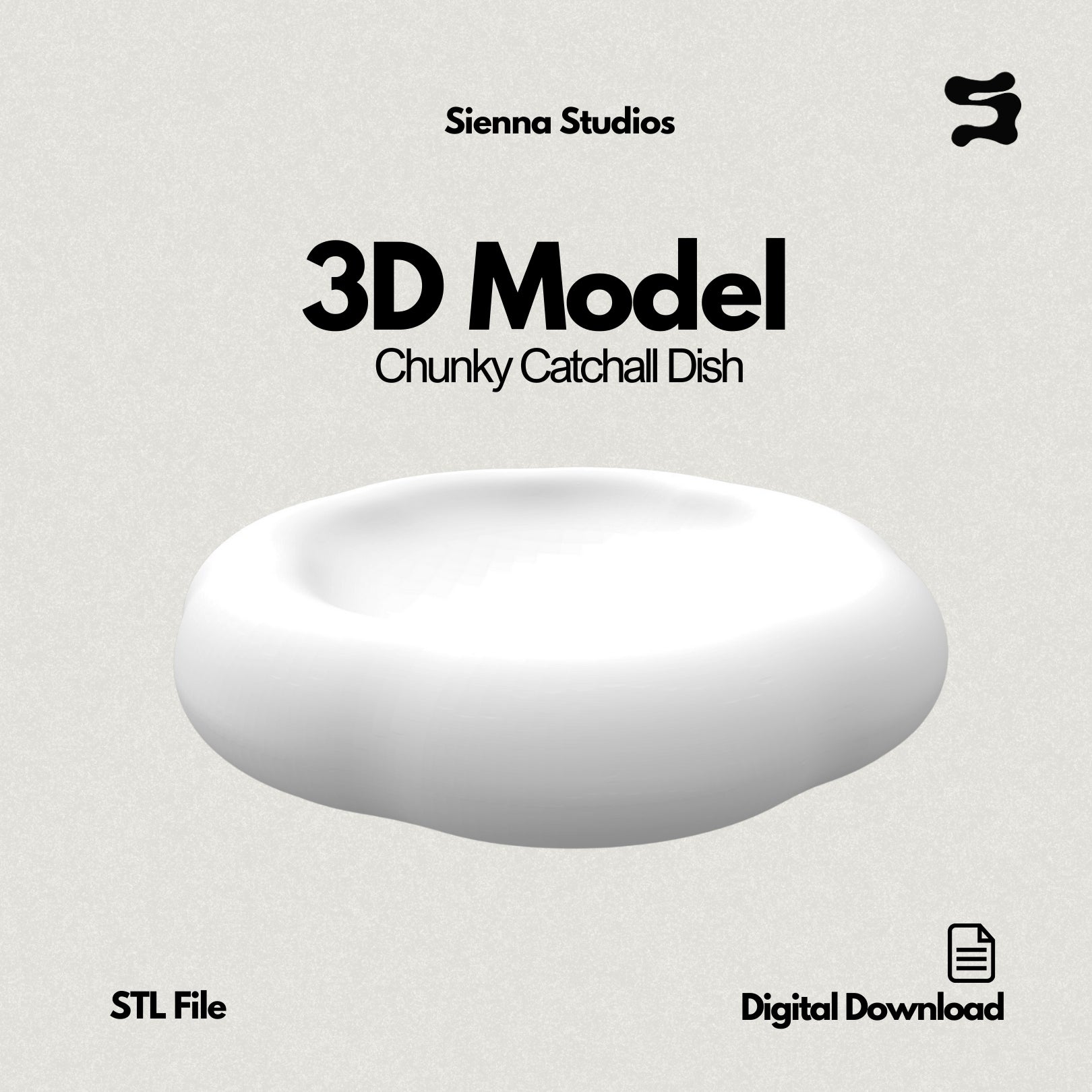 Sienna Studios: Chunky Catchall Dish 3D Model (STL File)