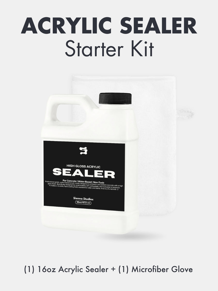 Acrylic Sealer Starter Kit – 16oz High Gloss, Food Safe, Non-Toxic + Microfiber Glove for Concrete & Crafts
