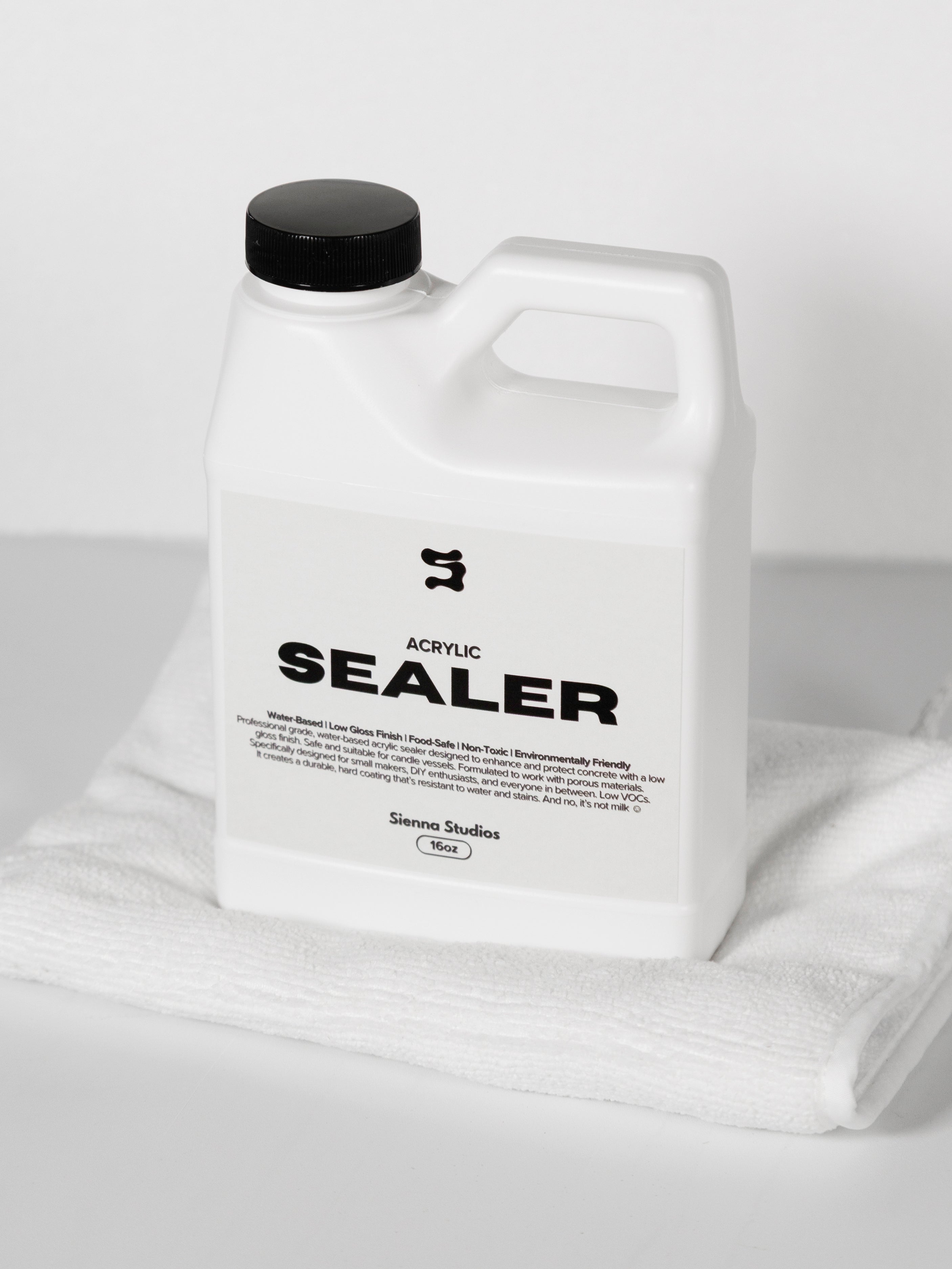 Acrylic Sealer Starter Kit – 16oz Low Gloss, Food Safe, Non-Toxic + Microfiber Glove for Concrete & Crafts