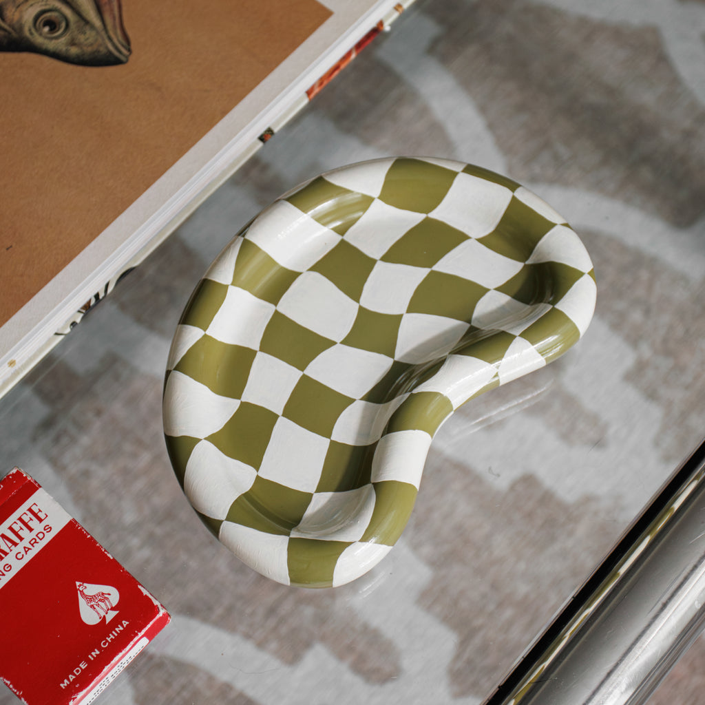 'La Luna' Trinket Dish (Moss + Checkered)