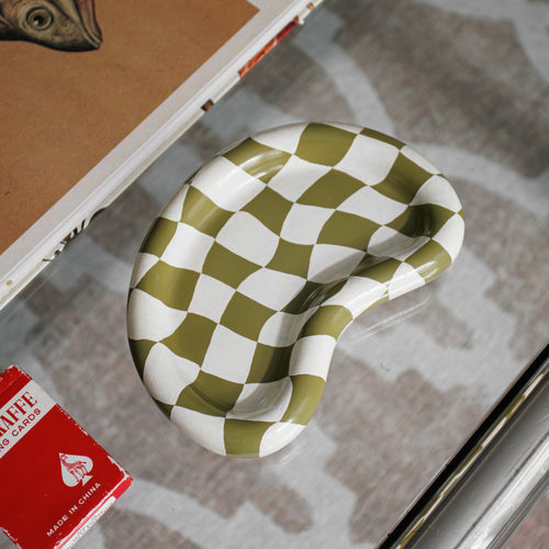 'La Luna' Trinket Dish (Moss + Checkered)