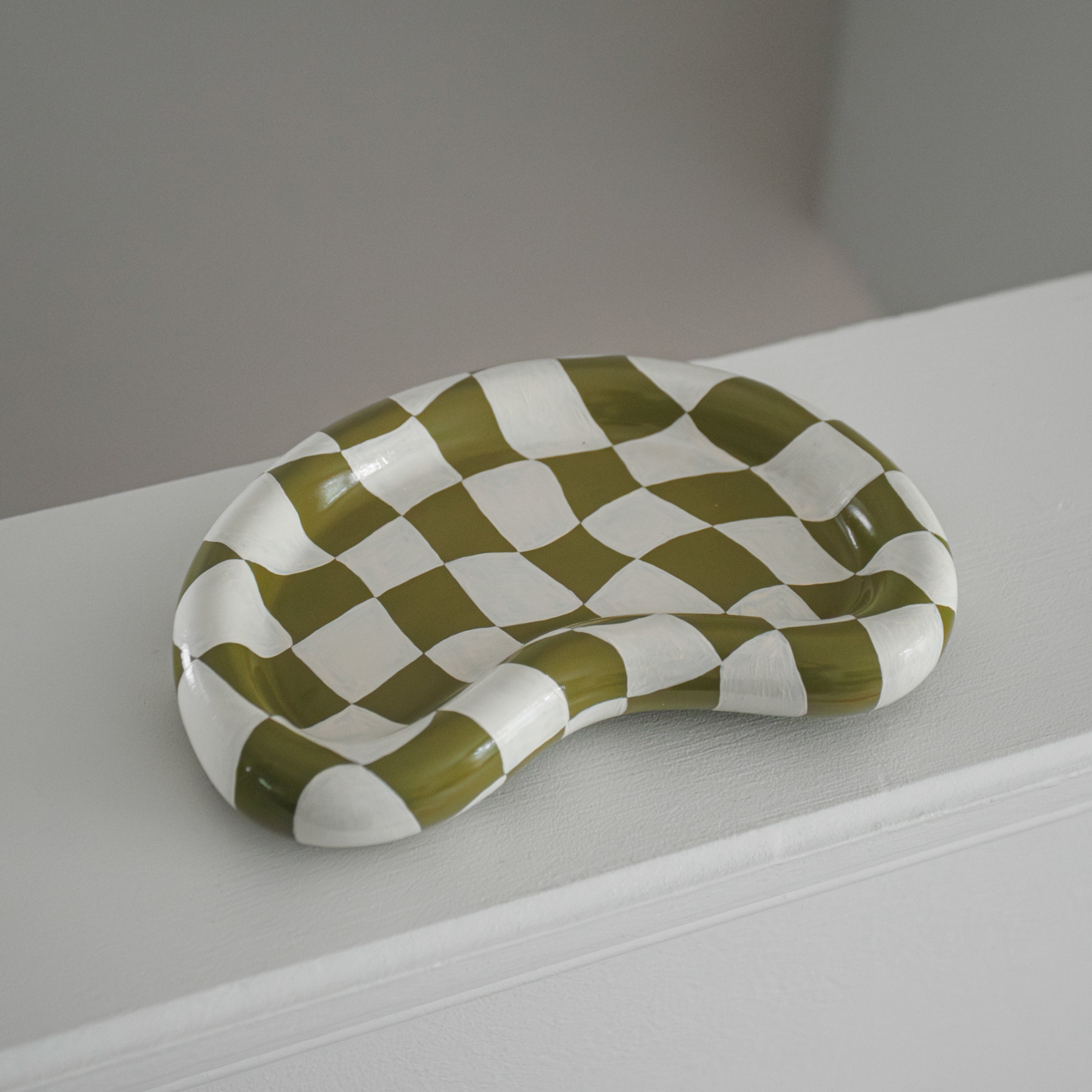'La Luna' Trinket Dish (Moss + Checkered)