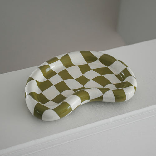 'La Luna' Trinket Dish (Moss + Checkered)