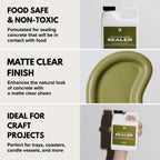 Matte Acrylic-Polyurethane Sealer – Non-Toxic, Food Safe for Concrete & Crafts