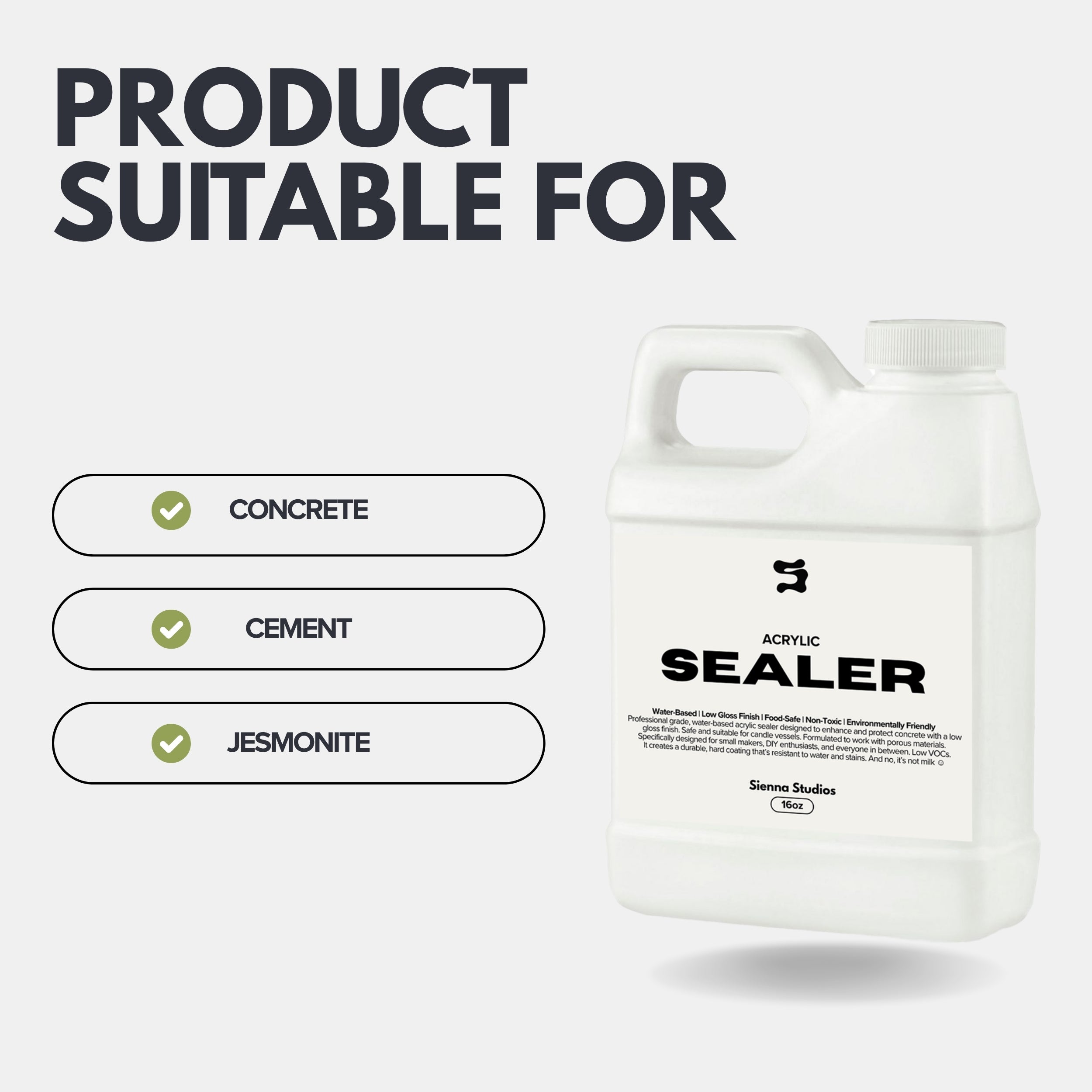 Acrylic Sealer – Low Gloss, Food Safe, Non-Toxic for Concrete & Crafts