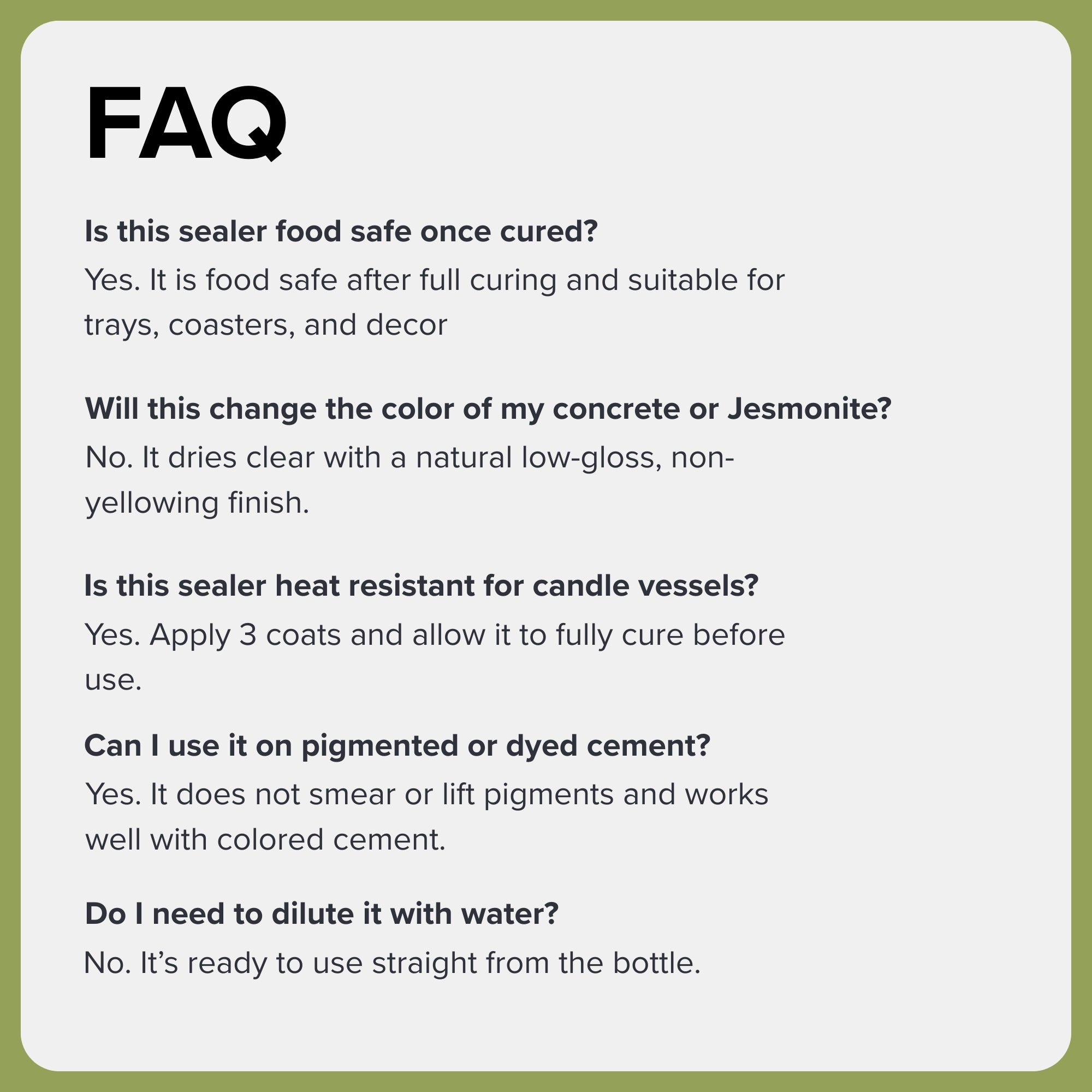 Acrylic Sealer – Low Gloss, Food Safe, Non-Toxic for Concrete & Crafts.